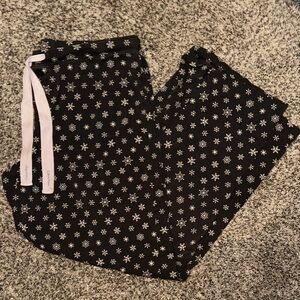 Calvin Klein Black Pajama Pants with White Snowflake Pattern